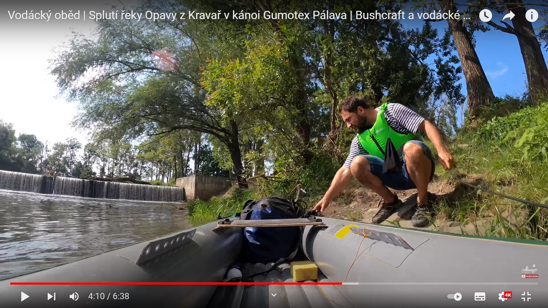 Vodácký oběd | Splutí řeky Opavy z Kravař v kánoi Gumotex Pálava | Bushcraft a vodácké putování