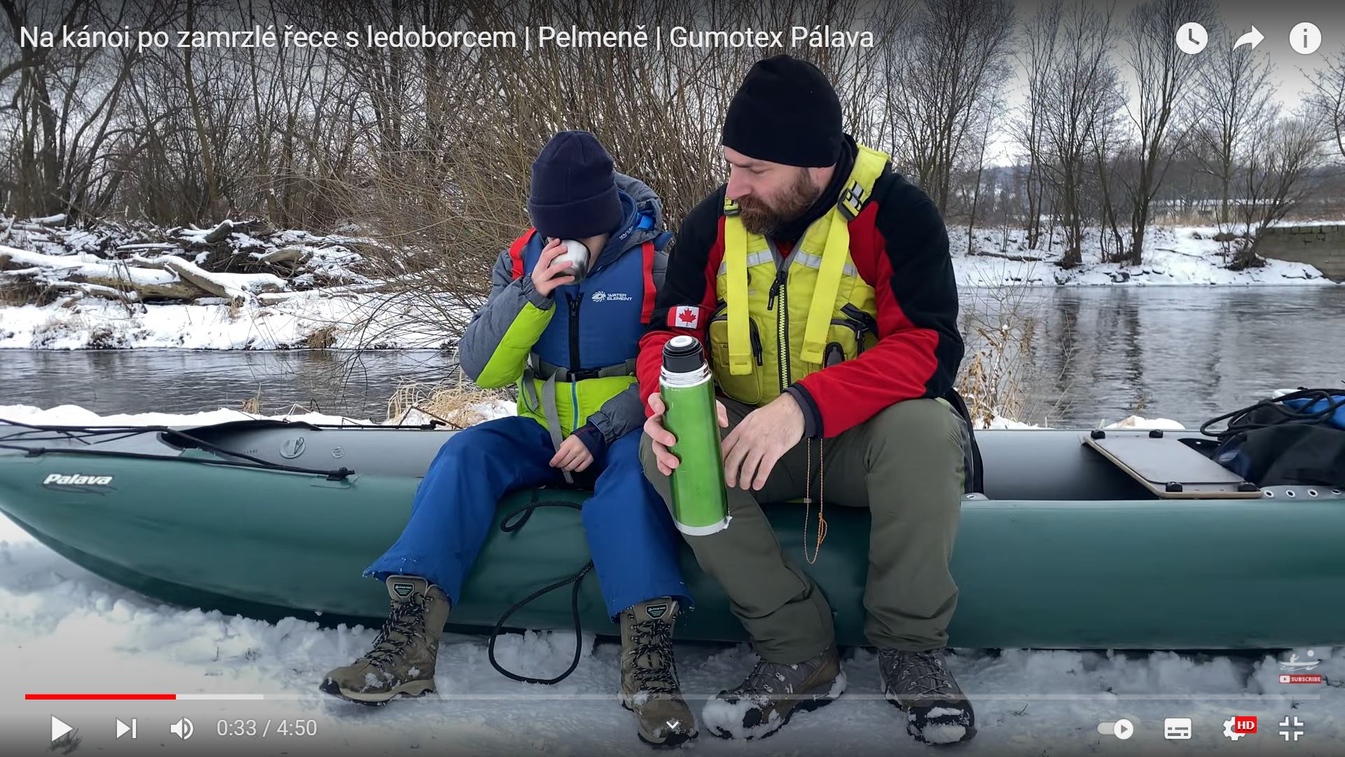 Na kánoi po zamrzlé řece s ledoborcem | Pelmeně | Gumotex Pálava